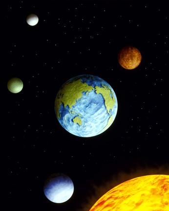 Framed Universe with planets Print