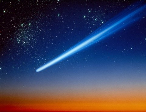 Framed Space, Comet speeding across the night sky Print