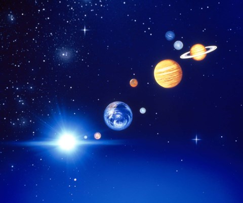 Framed Conceptualized solar system with planets Print