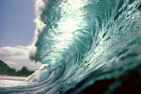 Framed Side Angle of a Giant Green Wave Print