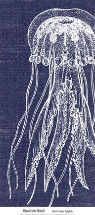 Framed Denim Washed Jellyfish Print