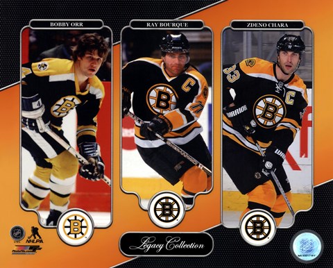Framed Bobby Orr, Ray Bourque, &amp; Zdeno Chara Legacy Collection Print