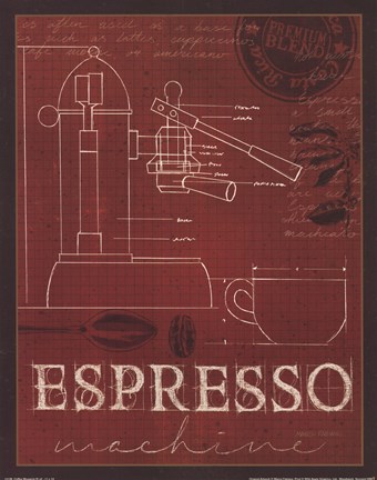 Framed Coffee Blueprint IV v Print