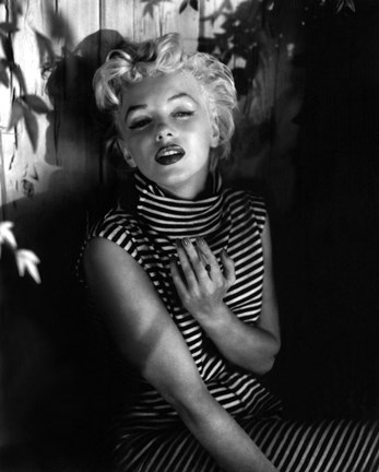Framed Marilyn Monroe 1954 Striped Dress Print