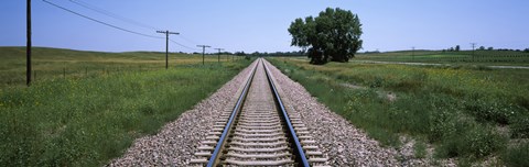 Framed Telephone poles along a railroad track, Custer County, Nebraska Print