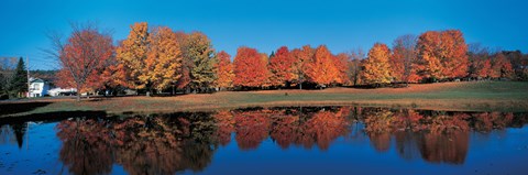 Framed Autumn by the Lake, Laurentide Quebec Canada Print