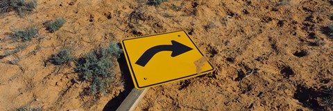 Framed Close-up of an arrow signboard in a desert, Emery County, Utah, USA Print