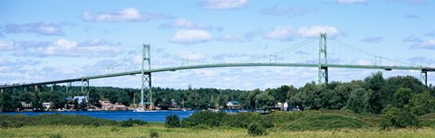 Framed Suspension bridge across a river, Thousand Islands Bridge, St. Lawrence River, New York State, USA Print