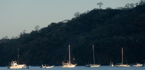Framed Boats in the sea, Hermosa Beach, Costa Rica Print
