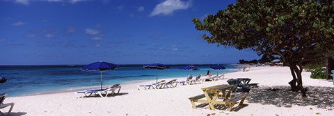 Framed Beach chairs on the beach, Shoal Bay Beach, Anguilla Print