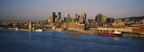 Framed Harbor with the city skyline, Montreal, Quebec, Canada Print