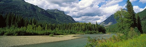 Framed Creek along mountains, McDonald Creek, US Glacier National Park, Montana, USA Print