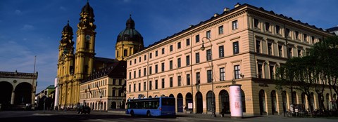 Framed Buildings at a town square, Feldherrnhalle, Theatine Church, Odeonsplatz, Munich, Bavaria, Germany Print