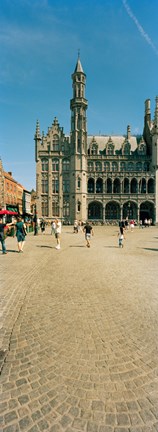 Framed Tourists at a market, Bruges, West Flanders, Flemish Region, Belgium Print