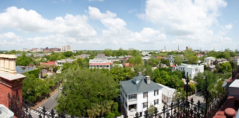Framed High angle view of buildings in a city, Wentworth Street, Charleston, South Carolina, USA Print