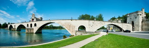 Framed Bridge across a river, Pont Saint-Benezet, Rhone River, Avignon, Vaucluse, Provence-Alpes-Cote d&#39;Azur, France Print