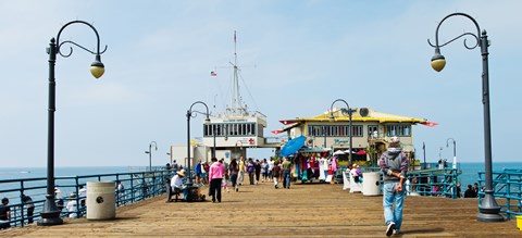 Framed Tourists on Santa Monica Pier, Santa Monica, Los Angeles County, California, USA Print