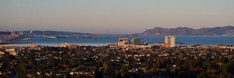 Framed Cityscape with Golden Gate Bridge and Alcatraz Island in the background, San Francisco, California, USA Print