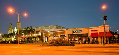Framed Night scene of Downtown Culver City, Culver City, Los Angeles County, California, USA Print