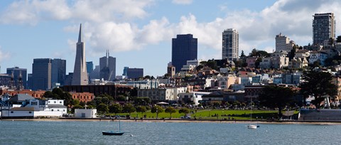 Framed Buildings at the waterfront, Transamerica Pyramid, Pacific Heights, San Francisco, California, USA 2011 Print