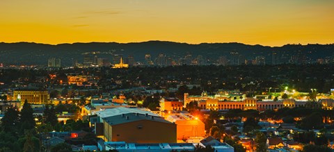 Framed Los Angeles, California Lit Up at Night Print