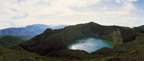 Framed Volcanic lake on a mountain, Mt Kelimutu, Flores Island, Indonesia Print