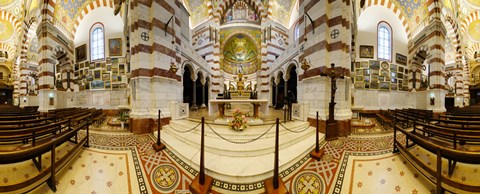 Framed Interiors of the basilica, Notre Dame De La Garde, Marseille, Bouches-du-Rhone, Provence-Alpes-Cote D&#39;Azur, France Print