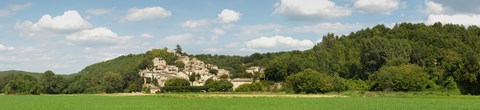 Framed Village at hillside, Rochegude, Languedoc-Roussillon, France Print