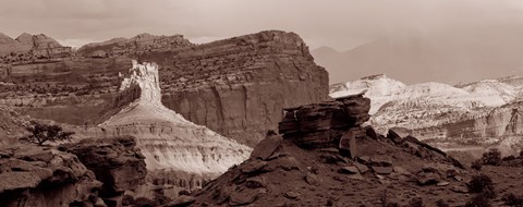 Framed Capitol Reef National Park, Utah (black &amp; white) Print