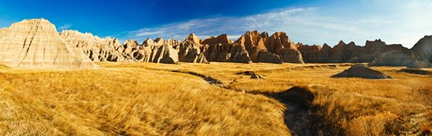 Framed Rock formations on a landscape, Prairie Wind Overlook, Badlands National Park, South Dakota, USA Print