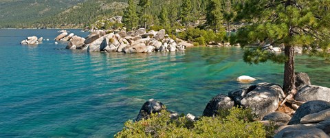 Framed Boulders at Sand Harbor, Lake Tahoe, Nevada, USA Print