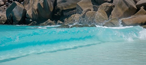 Framed Wave at Petite Anse, La Digue, Seychelles Print