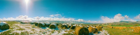 Framed Hay field in snow, Andorra, Principality of Andorra Print