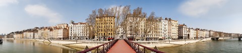 Framed Saint Vincent Bridge over the Saone River, Lyon, Rhone, Rhone-Alpes, France Print