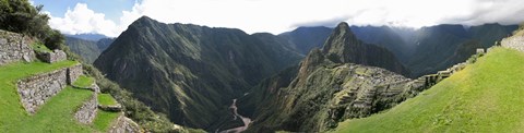 Framed High angle view of a valley, Machu Picchu, Cusco Region, Peru Print