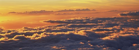 Framed Sunset above the clouds, Hawaii, USA Print