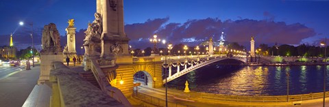 Framed Pont Alexandre III bridge at dusk, Seine River, Paris, Ile-de-France, France Print