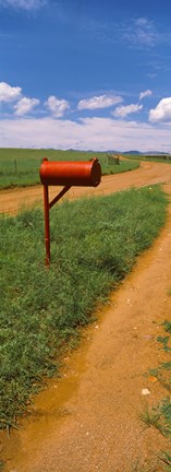 Framed Red mailbox at the roadside, San Rafael Valley, Arizona, USA Print