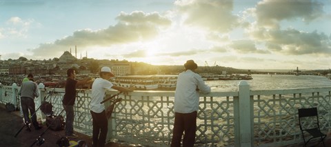 Framed People fishing in the Bosphorus Strait, Marmara Region, Istanbul, Turkey Print