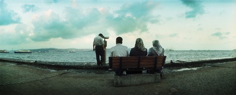 Framed People looking out on the Bosphorus Strait, Istanbul, Turkey Print