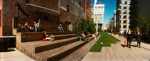 Framed People on the street in a city, High Line, Chelsea, Manhattan, New York City, New York State, USA Print