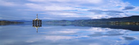 Framed Disused oil rig in the Cromarty Firth, Inverness, Inverness-Shire, Scotland Print