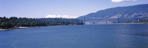 Framed Lions Gate Bridge with Mountain in the Background, Vancouver, British Columbia, Canada Print