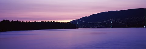 Framed Lions Gate Bridge at dusk, Vancouver, British Columbia, Canada Print