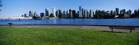 Framed River walk with skylines in the background, Vancouver, British Columbia, Canada 2013 Print