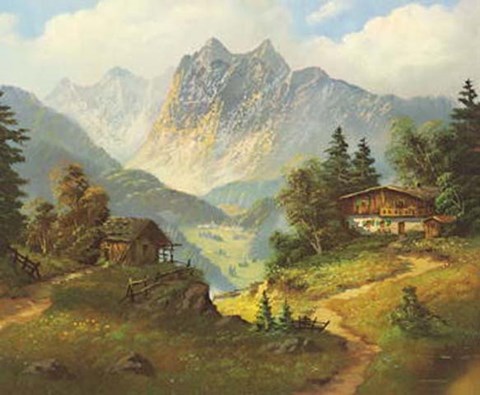 Framed EINSAMER GEBIRGSHOF Print