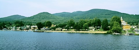 Framed Lake George shore line, New York State, USA Print