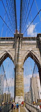 Framed People at a suspension bridge, Brooklyn Bridge, New York City, New York State, USA Print
