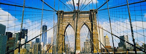 Framed Brooklyn Bridge with Freedom Tower, New York City, New York State Print