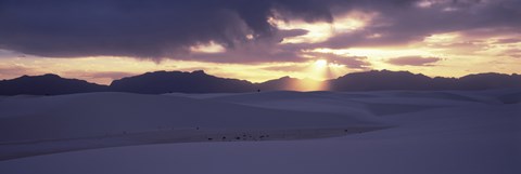 Framed Sand dunes in a desert at dusk, White Sands National Monument, New Mexico, USA Print